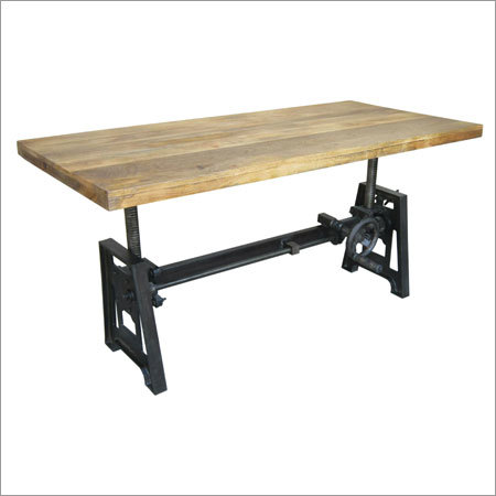 Black And Wooden Steel Industrial Table Design