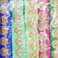 Sequence Embroidery Work Laces - Silk One Sided, 9m Length, 50.8-76.2mm Width | Elegant Design for Creative Embellishments