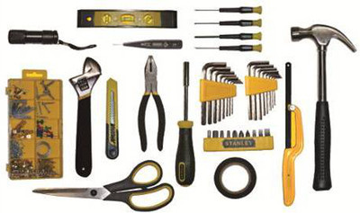 Stanley 71-996-IN Hand Tool Kit - 42 Pieces Versatile Tools for Cutting Sawing Screwdriving Gripping Hammering and Measuring