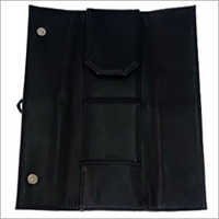 Nail Brush Case - Artificial Leather, 195x230mm, Black | Snap Button Closure, Multiple Slots, Portable Design, Durable Material