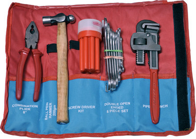 Home Tool Kit - Open End Spanner Set 6x7mm to 20x22mm, Pein Hammer 200gm, Plier, Stillson Pipe Wrench 200mm, Screwdriver Kit 300mm