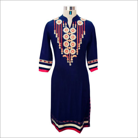 Fabric Rayon Kurti (Blue)