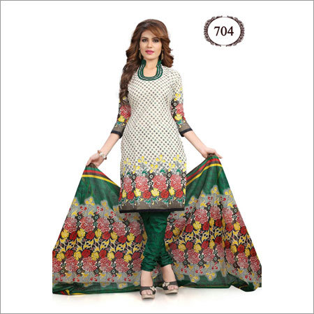 Green And Mix Cotton Dress Material