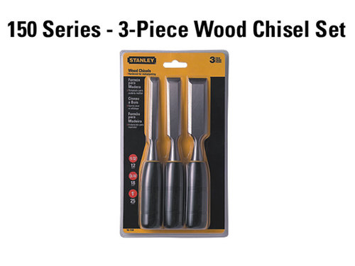 Wood Chisel Set - 3-Piece 150 Series (1/2" x 7 3/4", 3/4" x 7 3/4", 1" x 7 3/4") | Durable Heat-Treated, Rust-Resistant Blades with Precision Ground Cutting Edges
