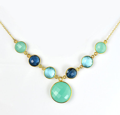 Same As Picture Gold Plated Gemstone Necklace