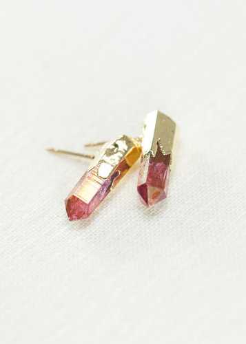Pink Quartz Stud Earring