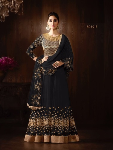 Net Buy Bold Black Designer Anarkali Suits Online