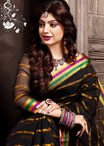 Black & Golden Cotton Saree
