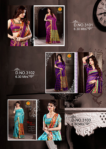 Purple & Sea Green Cotton Saree