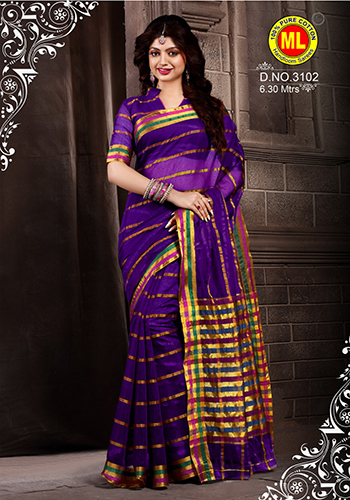 Purple Cotton Saree