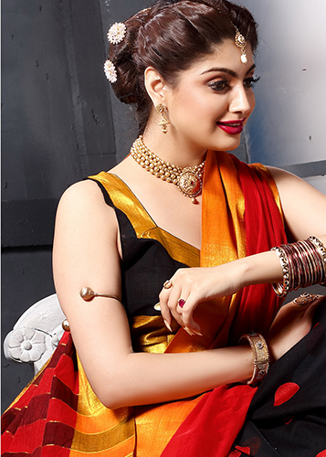 Red & Black Cotton Saree
