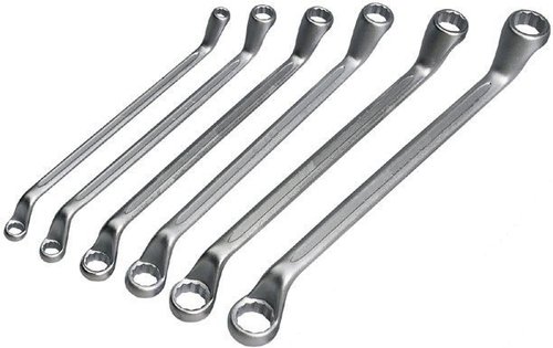 Ring Spanner Sets - Chrome-Vanadium Steel, Sizes 6X7 to 16X17, 13-Piece Set with Hardened and Tempered Chrome Plated Mirror Polished Heads