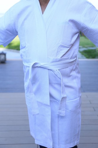 Cotton waffle bathrobe