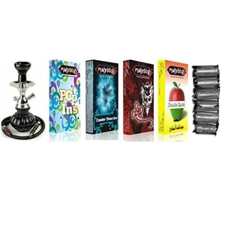Desi Karigar Aroma Happiness Herbal Hookah Flavour Combo of 4 Pack Plus 4 Rolls of Charcoal