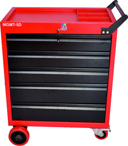 Tool Trolley 30-50 Kg Load, Electro Powder Coated | Central Locking, Ball Bearing Drawers, Heavy Duty Wheels