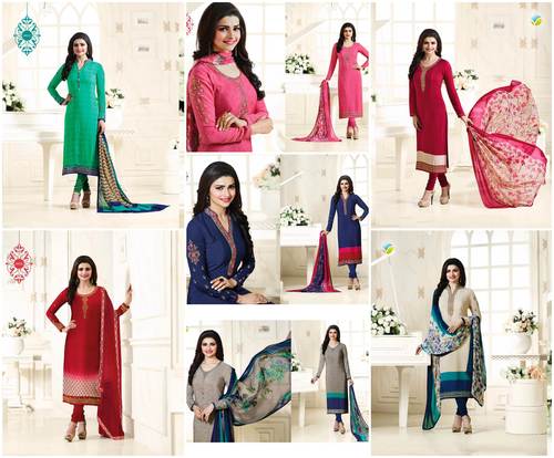 Embroidered Semi Stitched Suit