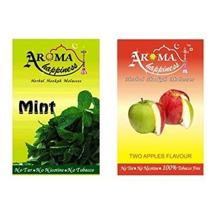 Desi Karigar Aroma Happiness Hookah Flavor - Pack Of 2 (Mint - 50 G, Double Apple - 50 G)