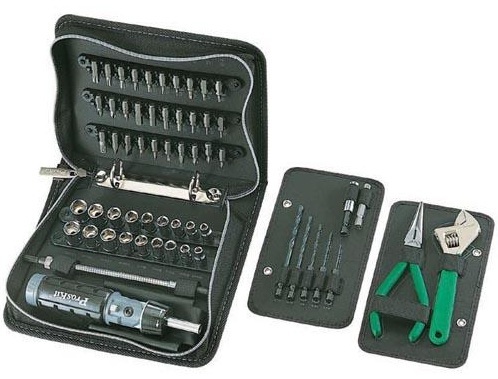 All In One Tool Kit - 18-Piece Socket Set Long Nose Pliers Adjustable Wrench & Magnetic Bit Adaptor | Includes Multi-Angle Ratchet Handle Drill Bits Flexible Extension Zipper Bag Packaging