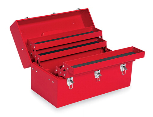 Metal Tool Box - 21 Inch Size | Lightweight 27 lb with Four Organizational Trays