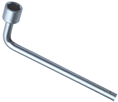 L-Type Wheel Spanner - 19 mm Hex Socket, 15 mm Rod Diameter | Carbon Steel, Hardened and Tempered, IS 2030-1989 Compliant, Suitable for Maruti