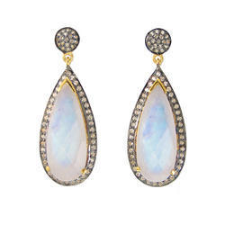 Same As Picture Rainbow Moonstone Pave Set Earring