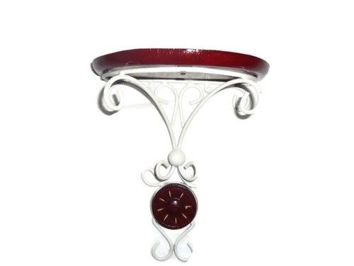 Desi Karigar Wood Shelf And wrought iron Wall Bracket Wall Hanging shelf For Living Room (red and white)