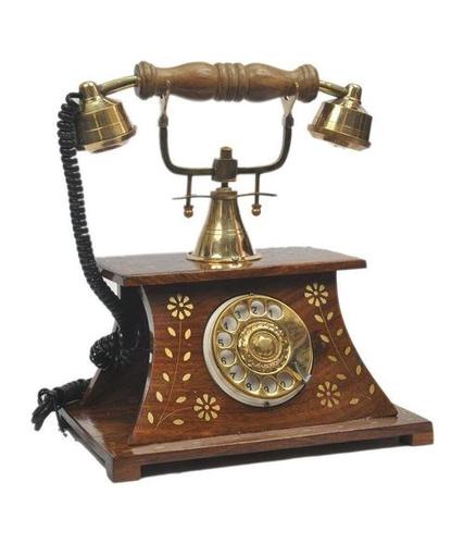 Desi Karigar Wooden and Brass Antique Maharaja Telephone