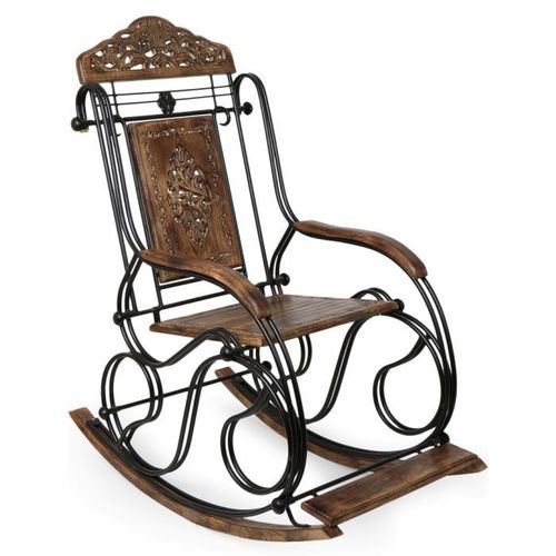 Desi Karigar Wrought Iron Carved rocking chair/relax chair/ thinking chair By DESI KARIGAR