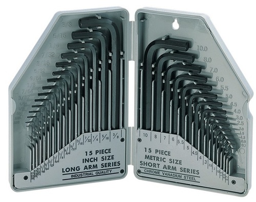 Metric & Inch Combination Hex Key Set - 30 Pcs Portable Design with Knob Clear Marking and Stable Storage Clips