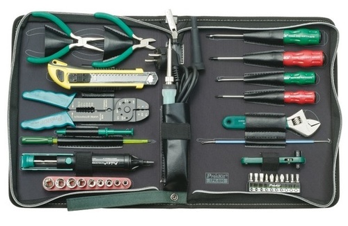 Professional Electrical Tool Kit - 22-Piece Precision Set, Ergonomic Grips - Includes Long Nose, Diagonal Cutting Pliers, Adjustable Wrench, Ceramic Soldering Iron, Desoldering Pump, Utility Knife, and Carrying Zipper Bag
