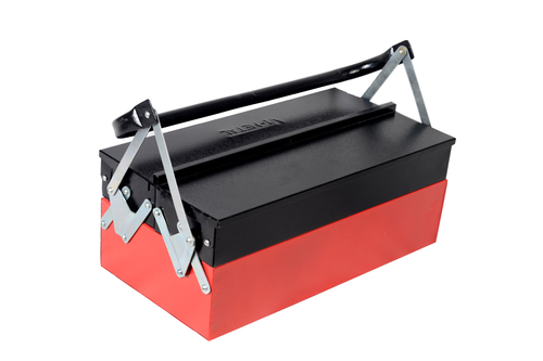 Tool Box - 0.35x0.6 mm CRC Sheet, 525x225x160 mm | Metal Pipe Carry Handle, Riveted Metal Hinges, Electro Power Coating
