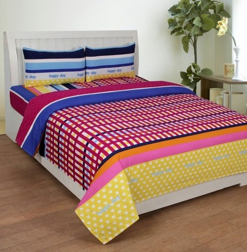 Cotton Bedsheets - 100% Cotton, Double Bed Size, Multicolor Printed Design | Quick Dry Feature, Handloom Quality by Creative Designers
