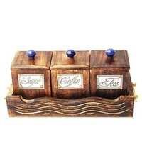 Desi Karigar Handicrafts Brown Wooden Mooon Handicrafts Decorative Utility Boxes Set - 3 Pcs