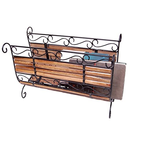 Desi Karigar Wooden & Iron Magazine Stand/Holder