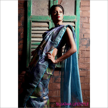 Hand Block and Screen Printed Silk Sarees