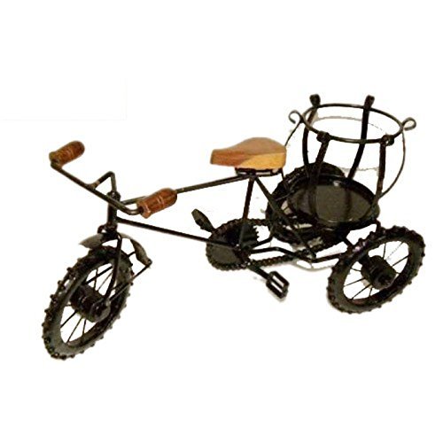 Desi Karigar Beauty Black Iron Rikshaw Cum Bottle Holder