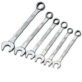 Combination Spanner Set - 6 Pieces of 6, 8, 10, 12, 14, 19 mm | Durable Tool Type with Compact Design and Lightweight of 300 g