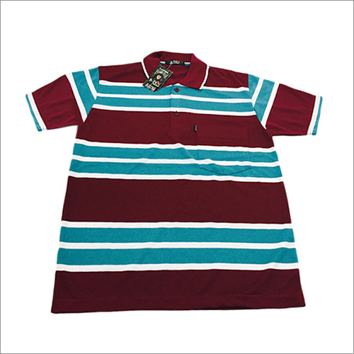 Maroon & Sky Blue Collar T-Shirt