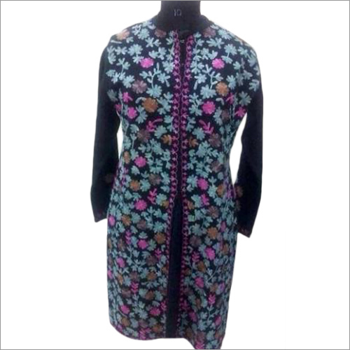 Black With Floral Fancy Kurtis