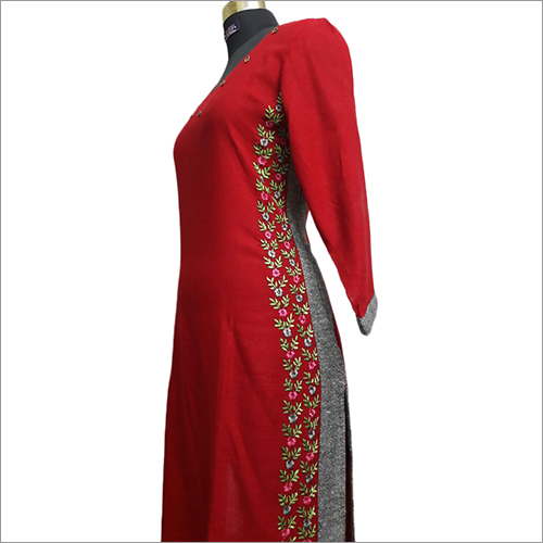 Hand Embroidery Linen Kurti