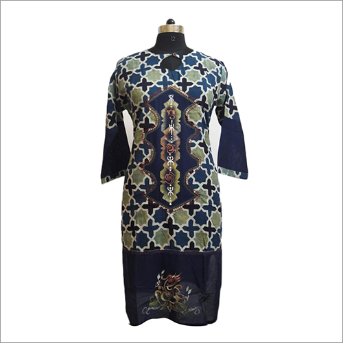 Cotton Printed Hand Work Kurti