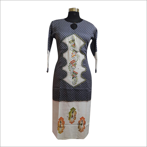 Hand Painted Linen Patch Work Maalai Cotton Kurti