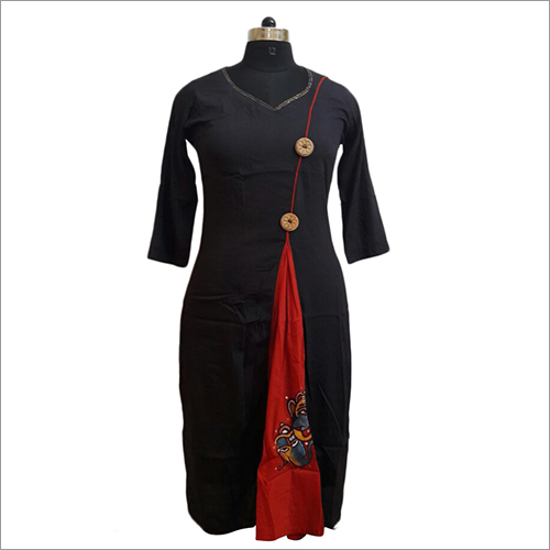 Rayon kurti With Hadpainting