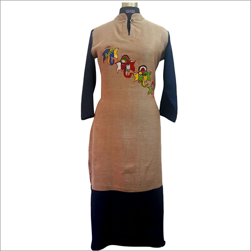 Handpainted Linen Long Kurti