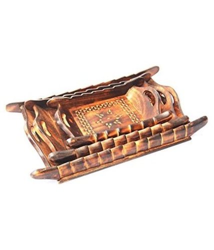 Desi Karigar Handicrafts Brown Wooden Decorative Tray Set - 3 Pcs