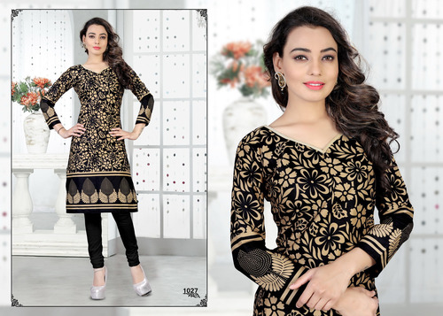 Black And Mix Cotton Kurti Materials