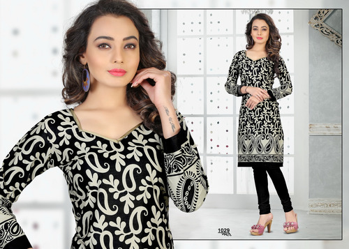 Black Cotton Printed Kurti