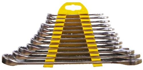 Combination Spanner Set - 12-Piece Set of Jaw and Ring Sizes 6-22 mm | Durable, Versatile Hand Tool for Mechanics and Assembly Tasks