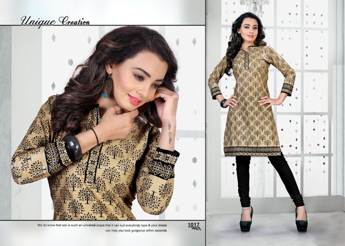 Golden Om Ganesh Cotton Kurti