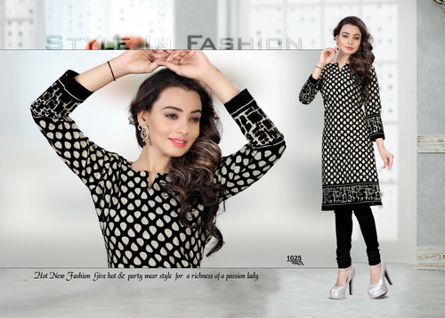 Black Cotton Fancy Kurti